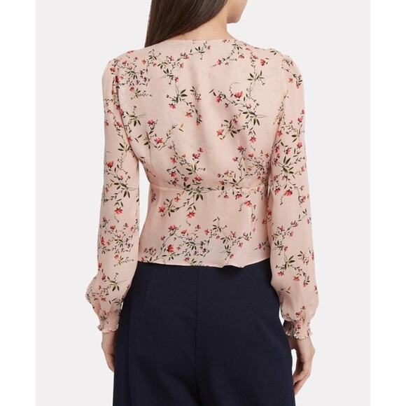 Intermix Chiara Printed Pink Floral Sweetheart Top 100% silk Size 8 - Picture 15 of 16